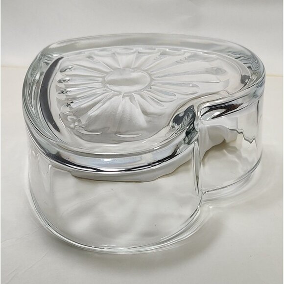Heart Shaped Glass Bowl Candy Decorative Dish Trinket Dish With Floral Design - Picture 5 of 7